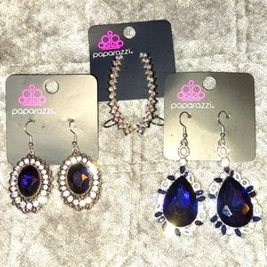 White Rhinestones Ear Crawlers Earrings Set of 3